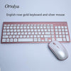 2.4G Wireless Keyboard and Mouse Combo Orsolya Whisper-quiet,UK English/German DE/Italian IT layout keyboard,Rose Gold+Silver - Surprise store