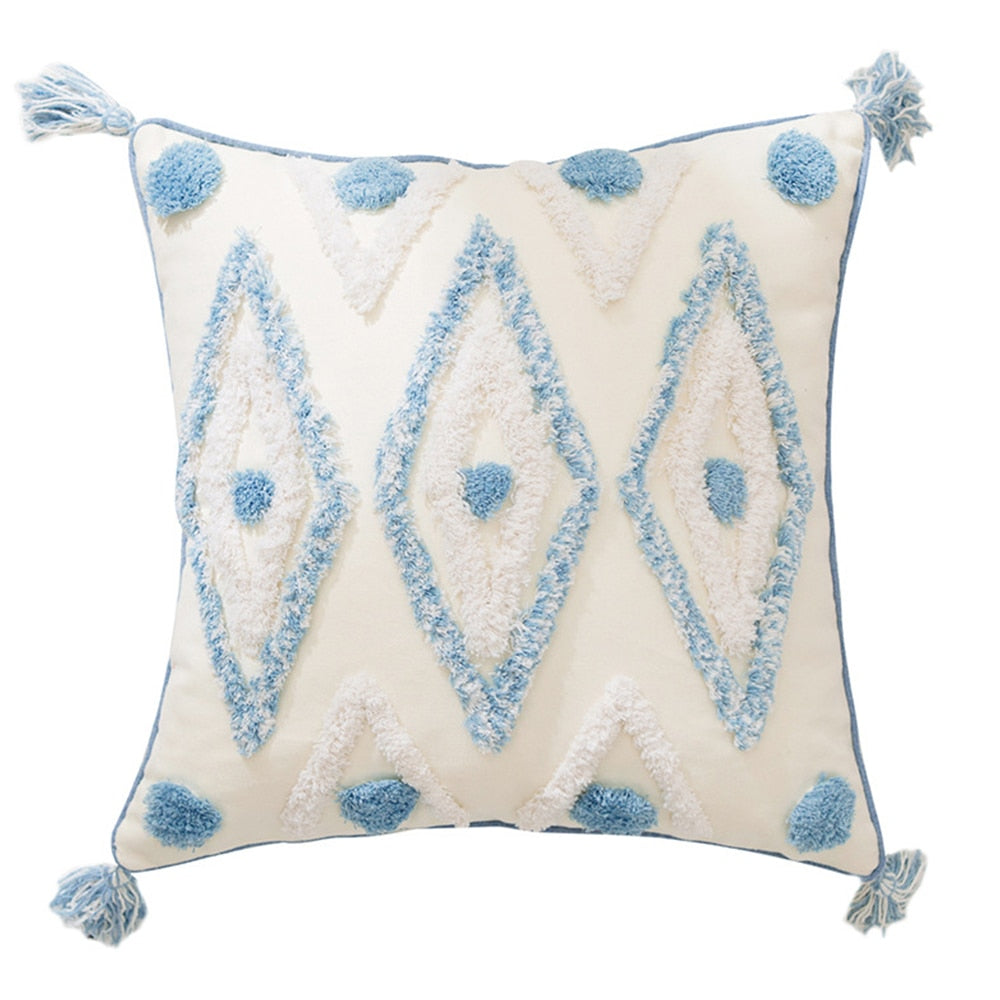 Knitted Pillow Covers Solid Color Square Pillow Case Soft For Sofa Bed Nursery Room Cushion Case Tassels Knitting Pillowcase
