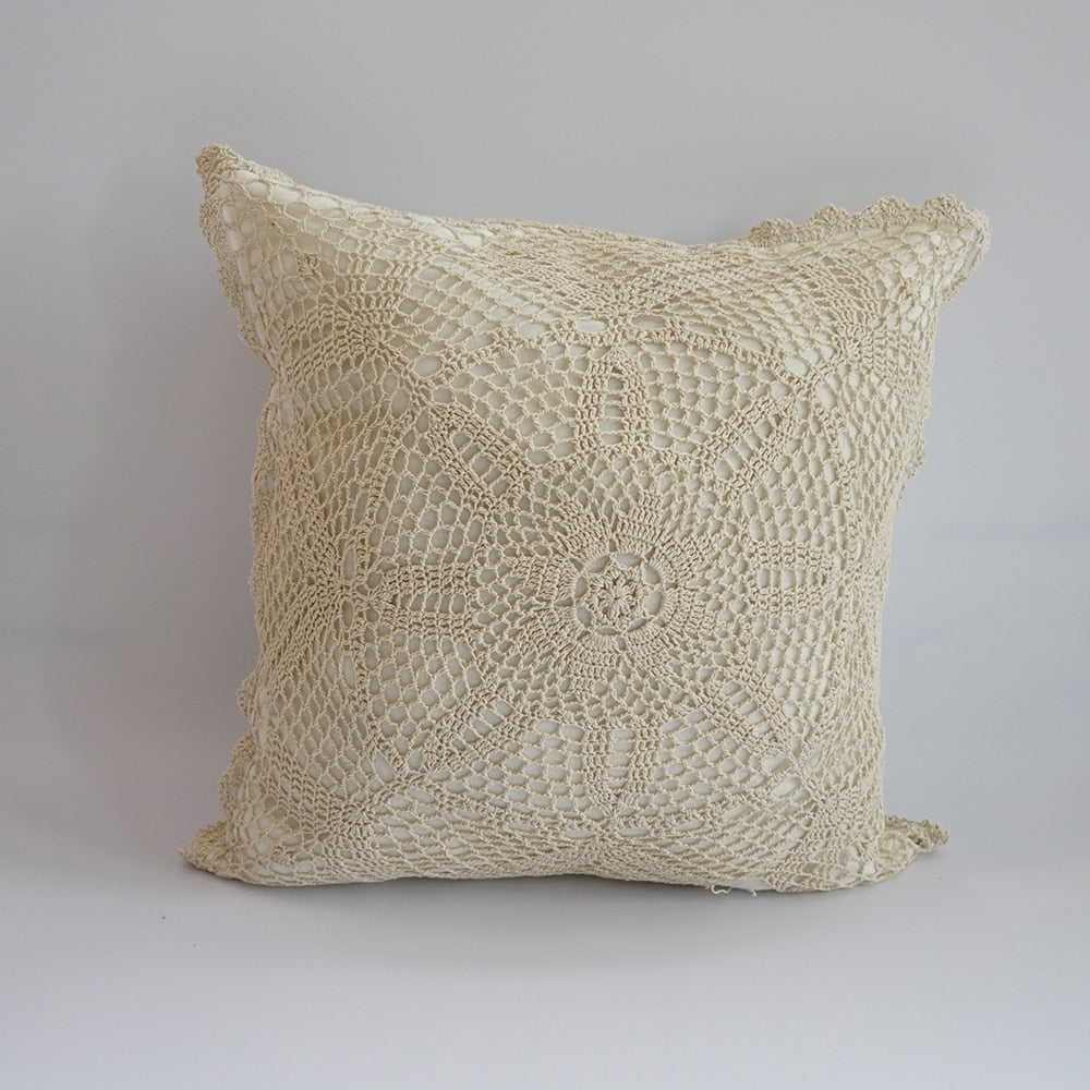 Knitted Pillow Covers Solid Color Square Pillow Case Soft For Sofa Bed Nursery Room Cushion Case Tassels Knitting Pillowcase