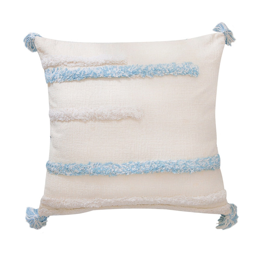 Knitted Pillow Covers Solid Color Square Pillow Case Soft For Sofa Bed Nursery Room Cushion Case Tassels Knitting Pillowcase