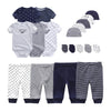 2021 Solid Unisex New Born Baby Boy Clothes Bodysuits+Pants+Hats+Gloves Baby Girl Clothes Cotton Clothing Sets Roupa de bebe