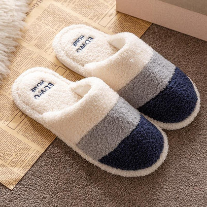 Warm Winter Slippers Men Mixed Colors Indoor Slippers Suede Velvet Fur Slippers Comfy Soft Bedroom Designer Shoes - Surprise store