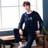 2020 Winter Long Sleeve Thick Warm Flannel Pajama Sets for Men Coral Velvet Sleepwear Suit Pyjamas Lounge Homewear Home Clothes