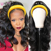 Unice Hair Body Wave Headband Wigs 150% Density Brazilian Glueless Human Hair Wigs Natural Color Headband Scarf Wigs