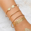 Modyle Fashion Bohemia Gold Color Leaf Crystal Heart Link Chain Charm Bracelet Bangle for Women Bracelets Femme Jewelry