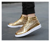 New Fashion Gold Shoes Men Casual Shoes High-top Night Club Sneaker Male Lace-up Sequins Rock Shoes zapatos hombre 2020