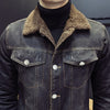 Winter Men's lamb velvet light denim jacket slim jacket Denim Jacket Velvet Jean Coat Mens Casual Denim Outwear