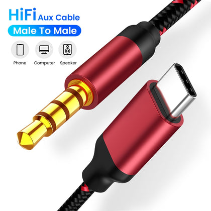 3.5 Jack Aux Audio Cable Type C to 3.5mm Jack Adapter Cable Speakers Car Type C To 3.5 Phone Accessories USB C Adapter Wire Cord