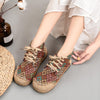 Handmade Women Linen Shoes Ankle Boots Cotton Espadrilles Bohemian Plaid Ladies Casual Flats Platform Sneaker Shoes Woman