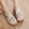2021 Bohemian Women Linen Canvas Slip-On Flat Shoes Comfortable Retro Loafers Ladies Casual Embroidered Sneakers Hemp Sole