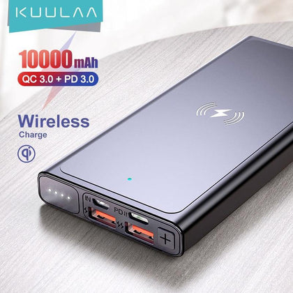 KUULAA Qi Wireless Charger Power Bank 10000mAh Wireless Charging Powerbank For iPhone 12 Samsung Xiaomi christmas gifts for men - Surprise store