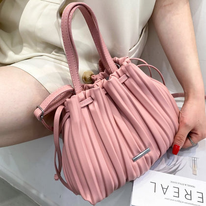 Luxury Branded Designer Shoulder Bags for Women 2021 Summer Female Fashion Bucket Bag Small Totes Handbags Purses Drawstring