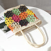 Bohemian Hollow Flower Woven Tote Bags For Women Summer Colors Flowers Straw Shoulder Bag Women's Bag Beach Straw Women Handbags