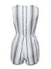 2019 Summer Women Elegant Casual Skinny Playsuit Female Workwear V-Neck Short Jumpsuit Sleeveless Striped Buttoned Design Romper