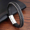 Punk Stainless Steel Chain Combination Leather Bracelet Multi-layer Accessories Personality Men Bracelet Collection Gift