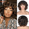 Short Hair Afro Kinky Curly Wigs With Bangs For Black Women Synthetic African Ombre Glueless Cosplay Wigs High Temperature