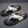 WEH top shoe brands Men's Flip Flops Genuine Leather Luxury Slippers Beach Casual Sandals Summer for Men Fashion Shoes white