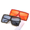 2020 Oversized Square Colorful Diamond Sunglasses Women Big Frame Luxury Crystal Sun Glasses One-piece Rhinestone Eyewear UV400