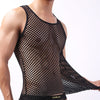 Sexy Fishnet Mens Undershirts Sleepwear Mesh Transparent Tank Tops Camiseta Sleeveless Shirts Fitness Casual Slip Homme Tops Tee