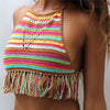 Handmade Crochet Colours Stripes in the Holi Top and Mia Bottom Sexy Bikini Set Beach Women Swimwear