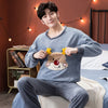 2020 Winter Long Sleeve Thick Warm Flannel Pajama Sets for Men Coral Velvet Sleepwear Suit Pyjamas Lounge Homewear Home Clothes