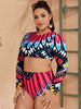 African Print Style Bathing Suit Tribal Swimsuit Long Sleeves Women Swimwear Totem Summer Beachwear Plus Size Swim Wear Maillot