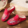 Veowalk Flower Embroidered Women Canvas Espadrilles Flat Slippers Bohemian Retro Ladies Comfortable Close Toe Summer Shoes