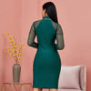 Spring Green Long Sleeve Bodycon Bandage Dress Women Sexy Hollow Out Mesh Dresses Autumn Celebrity Evening Runway Party Vestidos - Surprise store