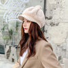 New Winter Rabbit Fur Beret Hat For Women Thickened Ear Cap Ladies Warm Pompom Octagonal Hat Female Girls Knitted Visor - Surprise store