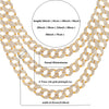 Women Men Gold Silver Color Chain Bling Bling Miami Iced Out Chain Rapper Necklace For Men Hip Hop Cuban Link Chain Jewelry