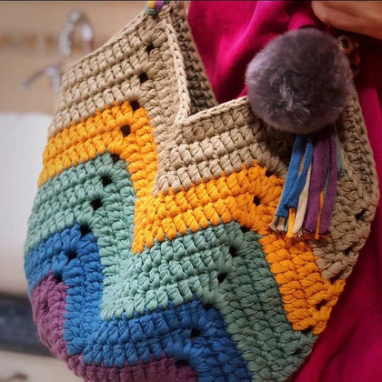 Beach Hand-woven Women Shoulder Bag Handmade Crochet Knitted Women Handbag Fashion Cotton Weave Ladies Hand Bags Women's Bag New