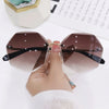 YOOSKE Rimless Women's Sunglasses Fashion Gradient Lenses Sun glasses Lady Vintage Alloy Legs Classic Designer Shades UV400
