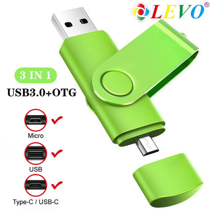 OTG USB 3.0 Flash drives 3 in 1 Pendrive 64GB 128GB Pen Drive for Type C Android 8GB 16GB 32GB External Storage