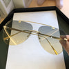 2021 Sunglasses For Men Vintage Rimless Alloy Aviation Pilot Brand Gradient Sun Glasses Female Metal Oval Shades Black Brown