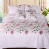 Cotton Soft Bedding set Bed linen Flowers Embroidery White Pink Grey Duvet Cover 220x240 Bed sheet Twin Full Queen King size