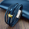 4Pcs/ Set Braided Wrap Leather Bracelets for Men Vintage Multi Stone Charm Stainless Steel Men Beads Ethnic Tribal Wristband