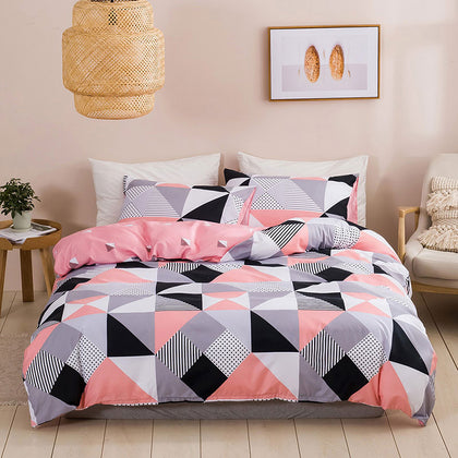 Home Bedding Duvet Cover Set Simple Style Urban Striped Square Gmiley Quilt Cover + Pillowcase Sets Full/Twin/Queen/King Size