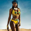 African Print Style Swimsuit Women Totem Print Bikini Set Tribal Swimwear Miami Style Swimming Suit High Waist Bathing Suit 2021