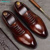 QYFCIOUFU Mens Formal Shoes Genuine Leather Oxford Shoes For Men Italian 2019 Dress Shoes Wedding Shoes Laces Leather Brogues