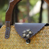 Vintage wooden handle woven handbag weaving straw bag ladies hand bags
