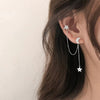 Foxanry 925 Sterling Silver Tassel Earrings for Women New Fashion Stars Moon Zircon Stud Earrings Elegant Party Jewelry Gifts