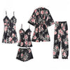 5PCS Pajamas Sleep Set Women Nightwear V-Neck Lace Sleepwear Sexy Nightie Bathrobe Wear Home Suit Negligee Spring Robe Gown