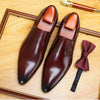 Classic Pointed Toe Business Men's Dress Shoes Genuine Leather Formal Wedding Shoes Slip On Office Oxford Shoes For Men A42 - Surprise store