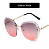 2021Vintage Fashion Oversized Rimless Sunglasses Women Famous Luxury Brand Design Sexy Diamond Square Sun Glasses For Female