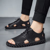 CYYTL 2021 Summer Fashion Open Toe Leather Men Sandals Sewing Beach Male Walking Shoes Outdoor Slippers Slip-on Roman Sandalias