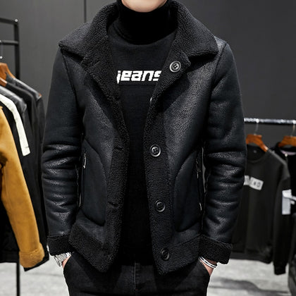 Men winter keep warm Woolen  Coats Men's granular woollen cloth Double sided Woolen Jackets Plus size S-4XL