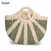 Lady casual semi-circular handbag Women hand-woven bag Woman hand-made summer beach handbag Paper rope woven bag LongLight