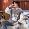 2020 Winter Long Sleeve Thick Warm Flannel Pajama Sets for Men Coral Velvet Sleepwear Suit Pyjamas Lounge Homewear Home Clothes