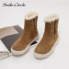 Smile Circle Suede Leather Ankle Boots Women Natural fur Warm Snow Boots Zipper Easy to wear Flat Boots Winter Ladies Shoes - Surprise store
