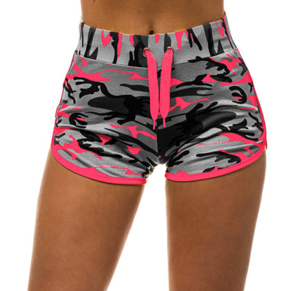 Women Sport Yoga Shorts Women Cool Shorts Women Sport Short Fitness Camouflage Elastic Running Outdoor Yoga Shorts